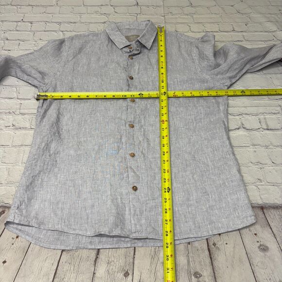 Velez Artisan Men 100% Linen Button Shirt Top Size Large Semi Fit D034 -23 - Picture 2 of 16